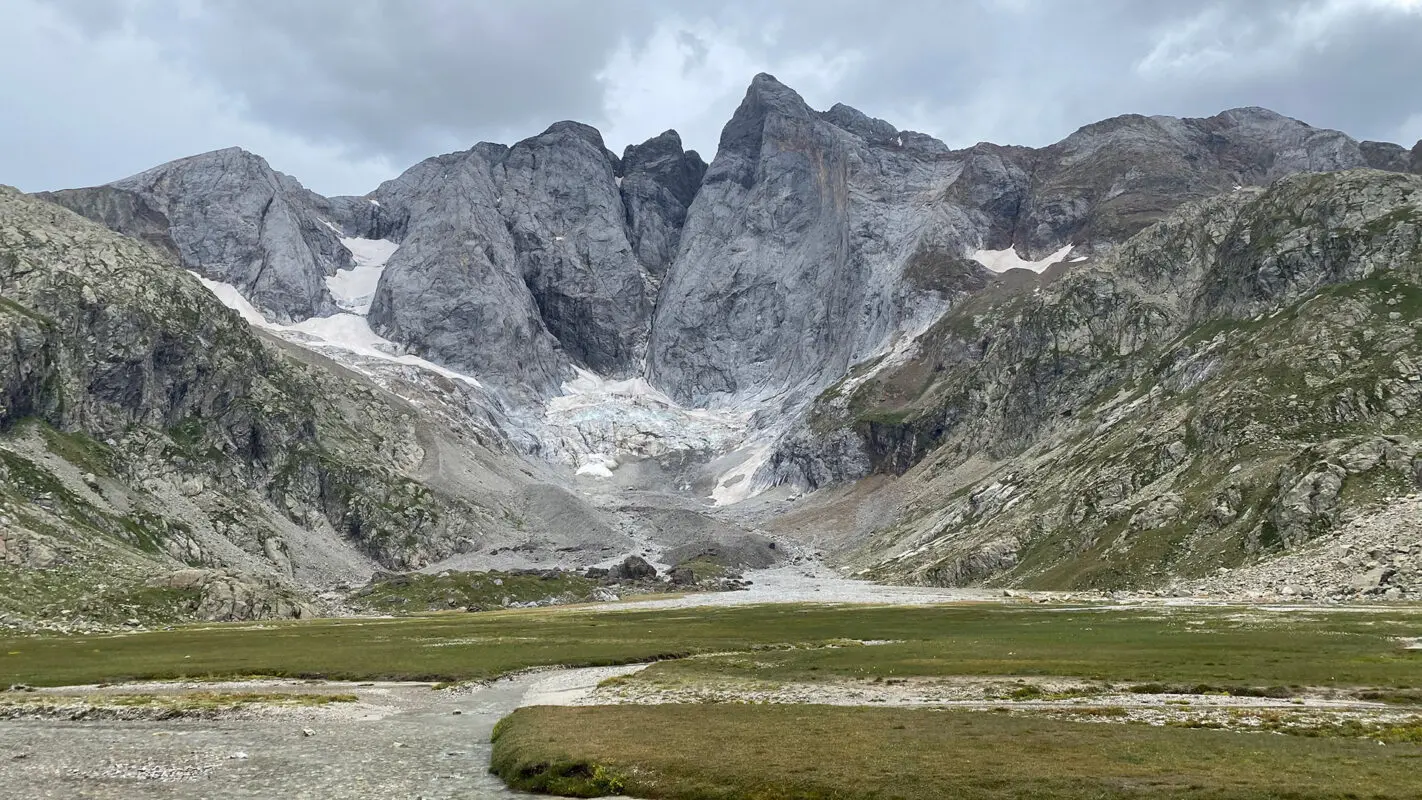 Grey mountains on a cloudy dag in the Pyrenees