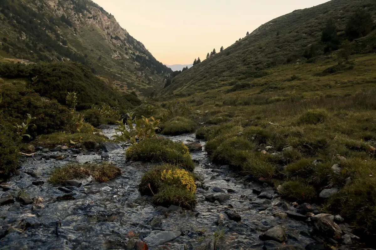 A river running through a valley, Pyrénées-Orientales, France