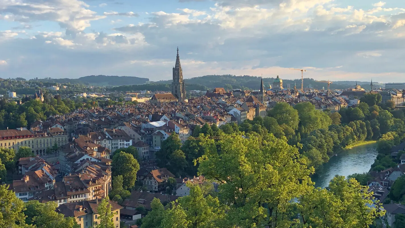 View from above of the city Bern, Switzerland