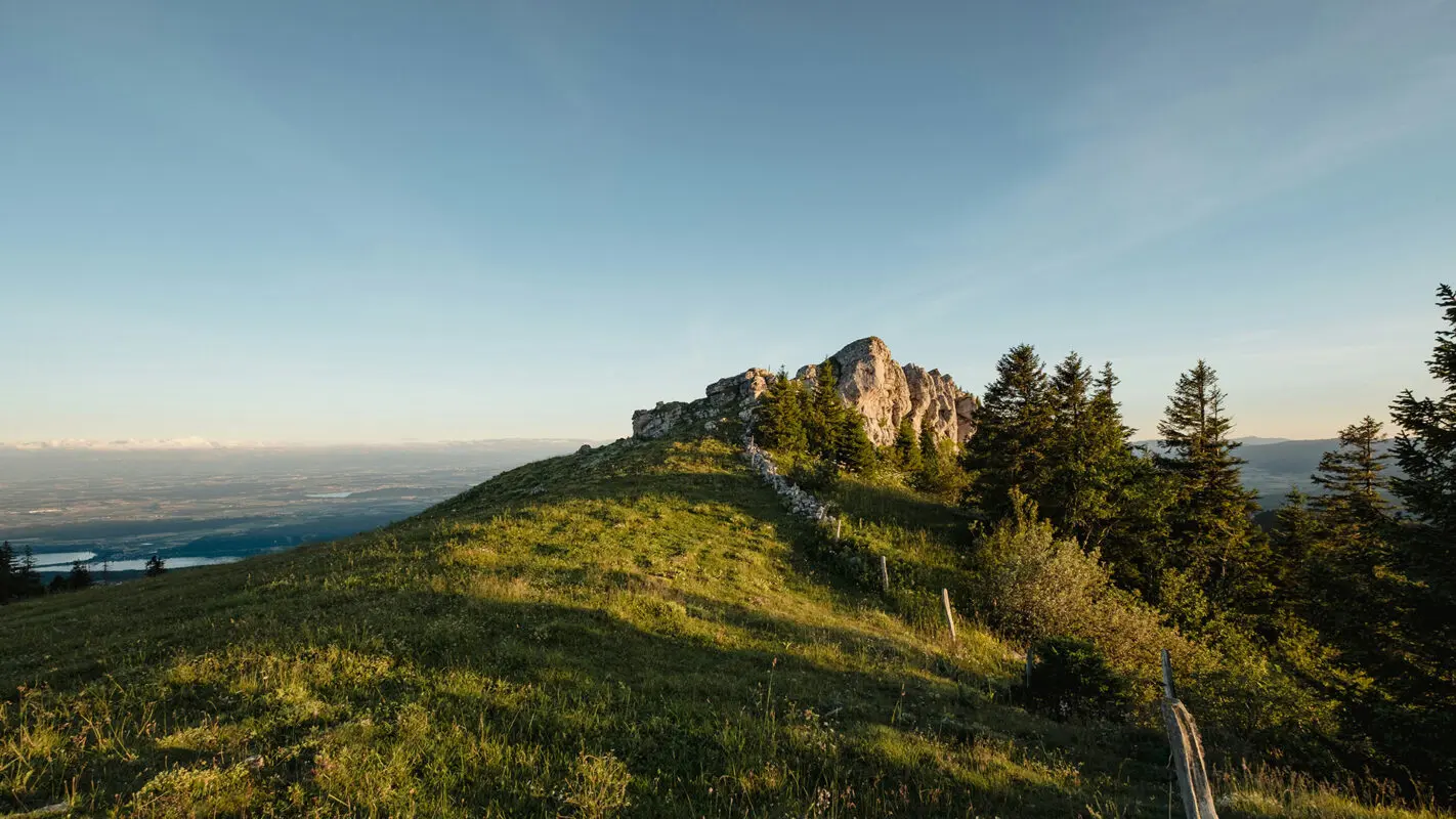 Top of the hill near Chasseral in Switzerland, close before sunset