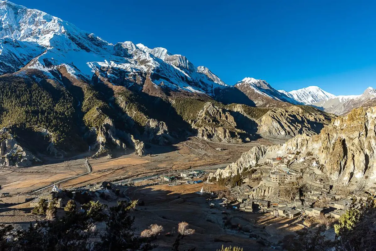 small mountain town in the Himalayas