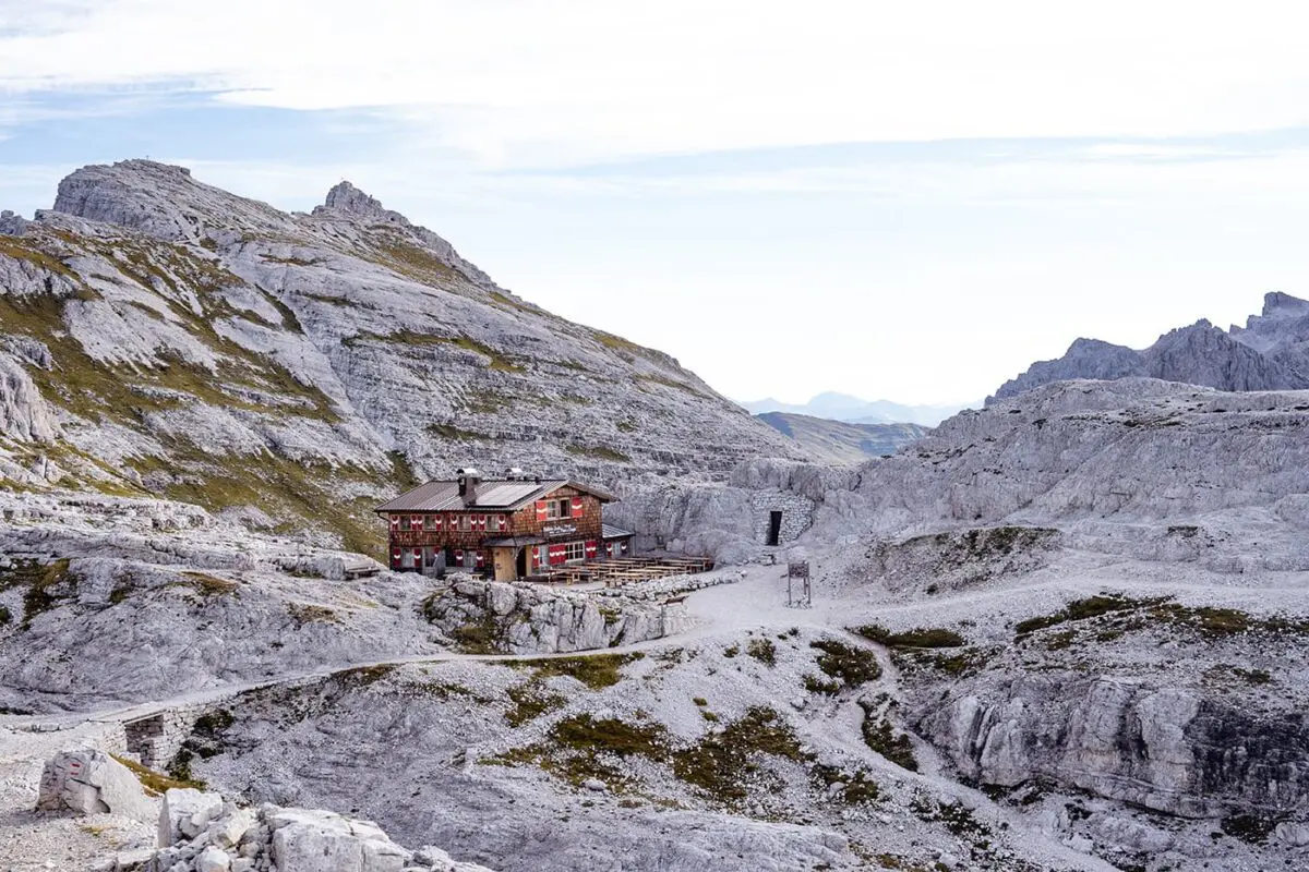 small mountain hut in dolomites