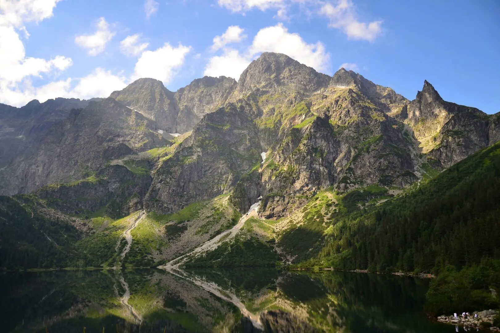 body of water with mountains in background