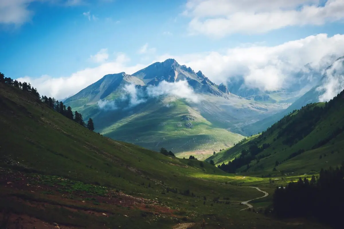 panoramic view of valley and mountain in the background in Queyras, France