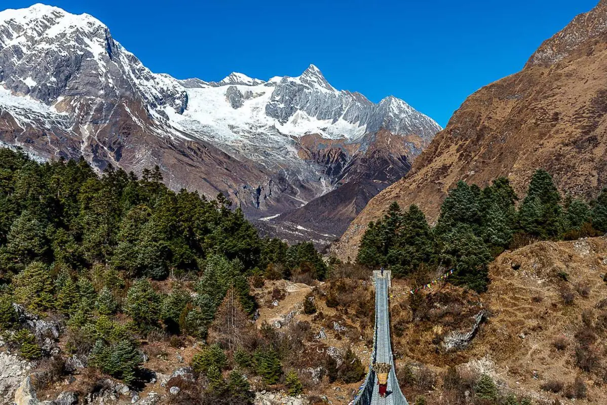 hanging bridge in mountain area