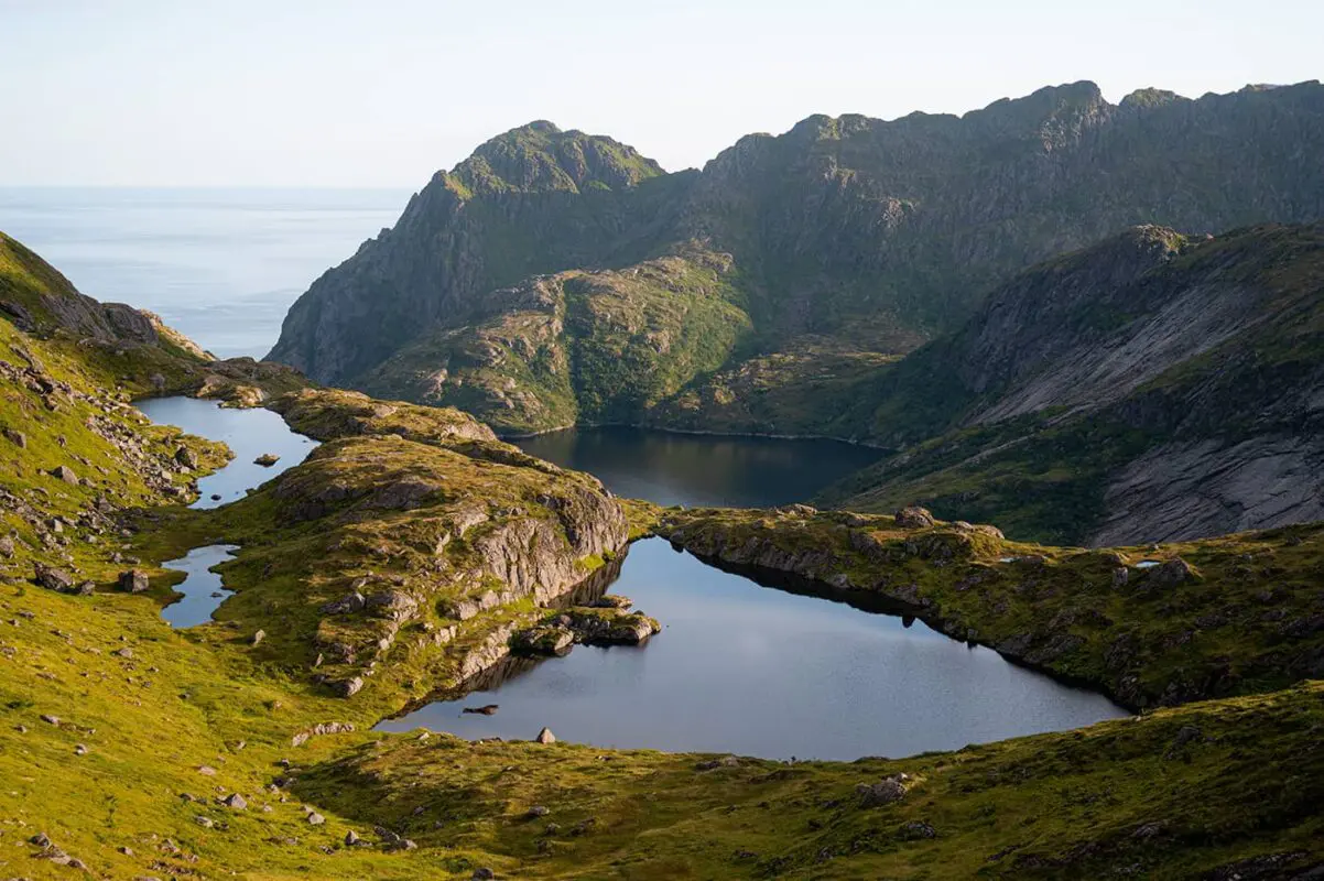 panoramic view of mountains and alpine lakes