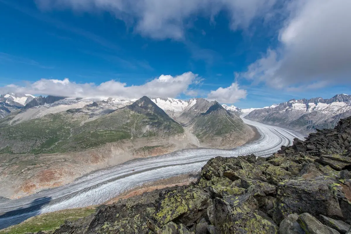 panoramic view of mountain glacier