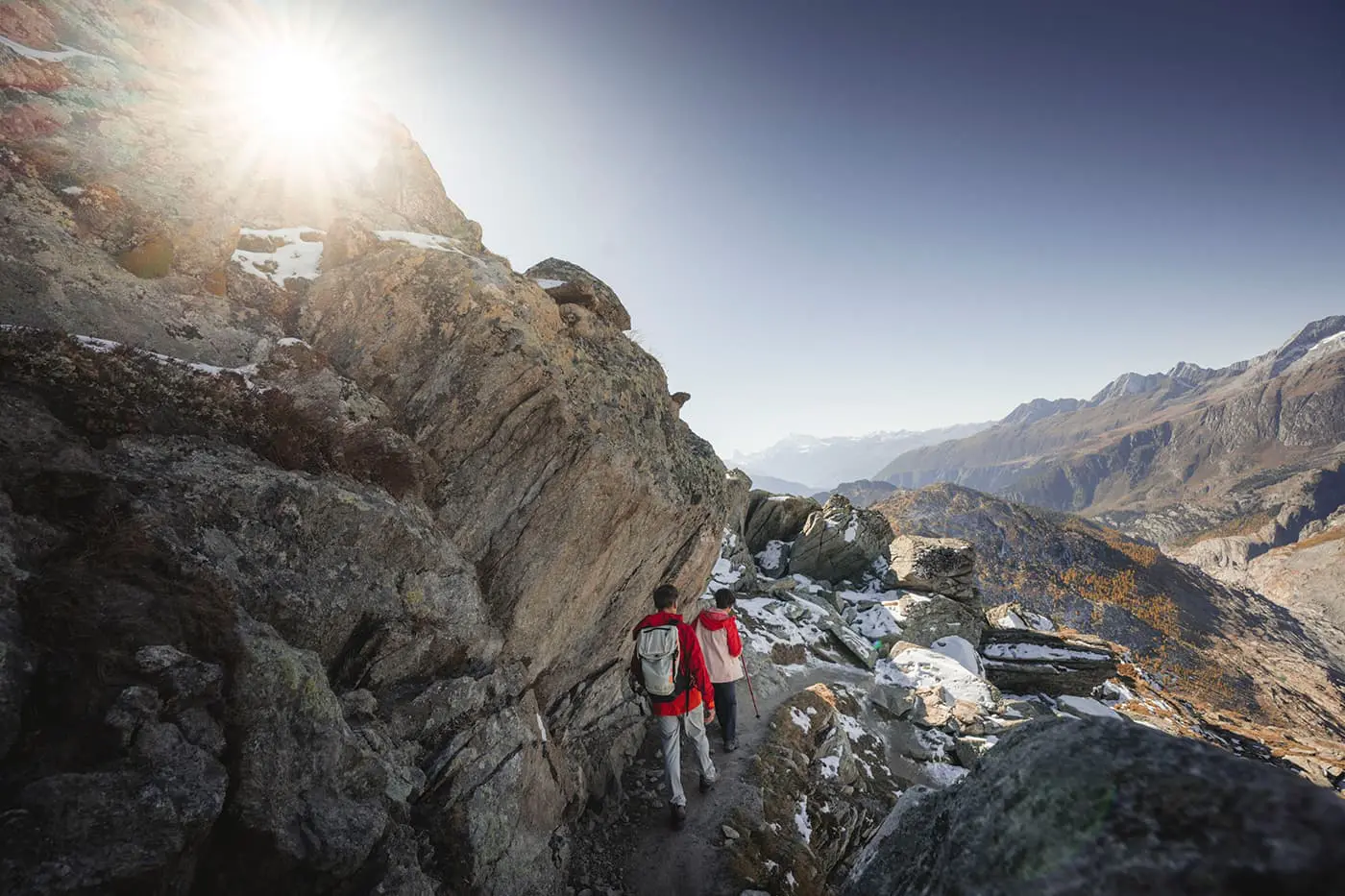 couple hiking in the mountains