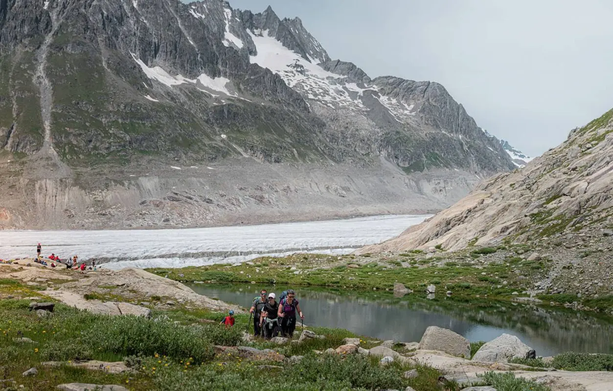 group of hikers in the mountains