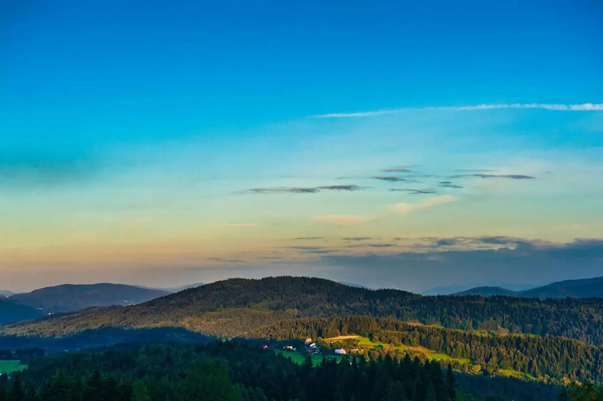 panoramic view of green countryside