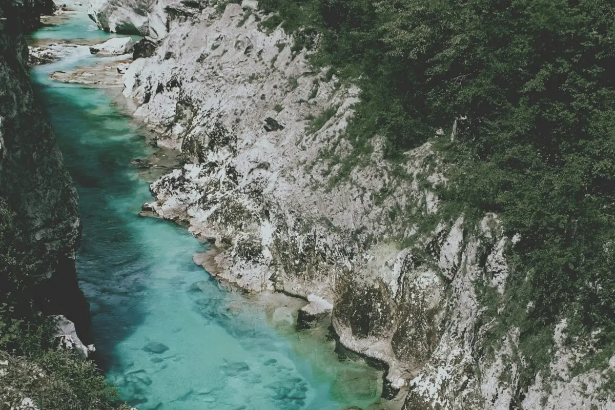 River cutting between rock faces