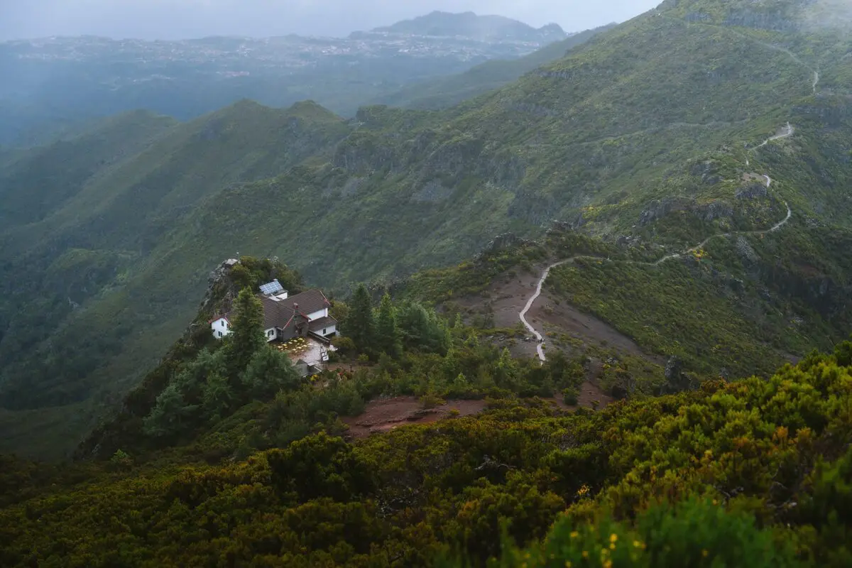 mountain hut at pico Ruivo on Madeira