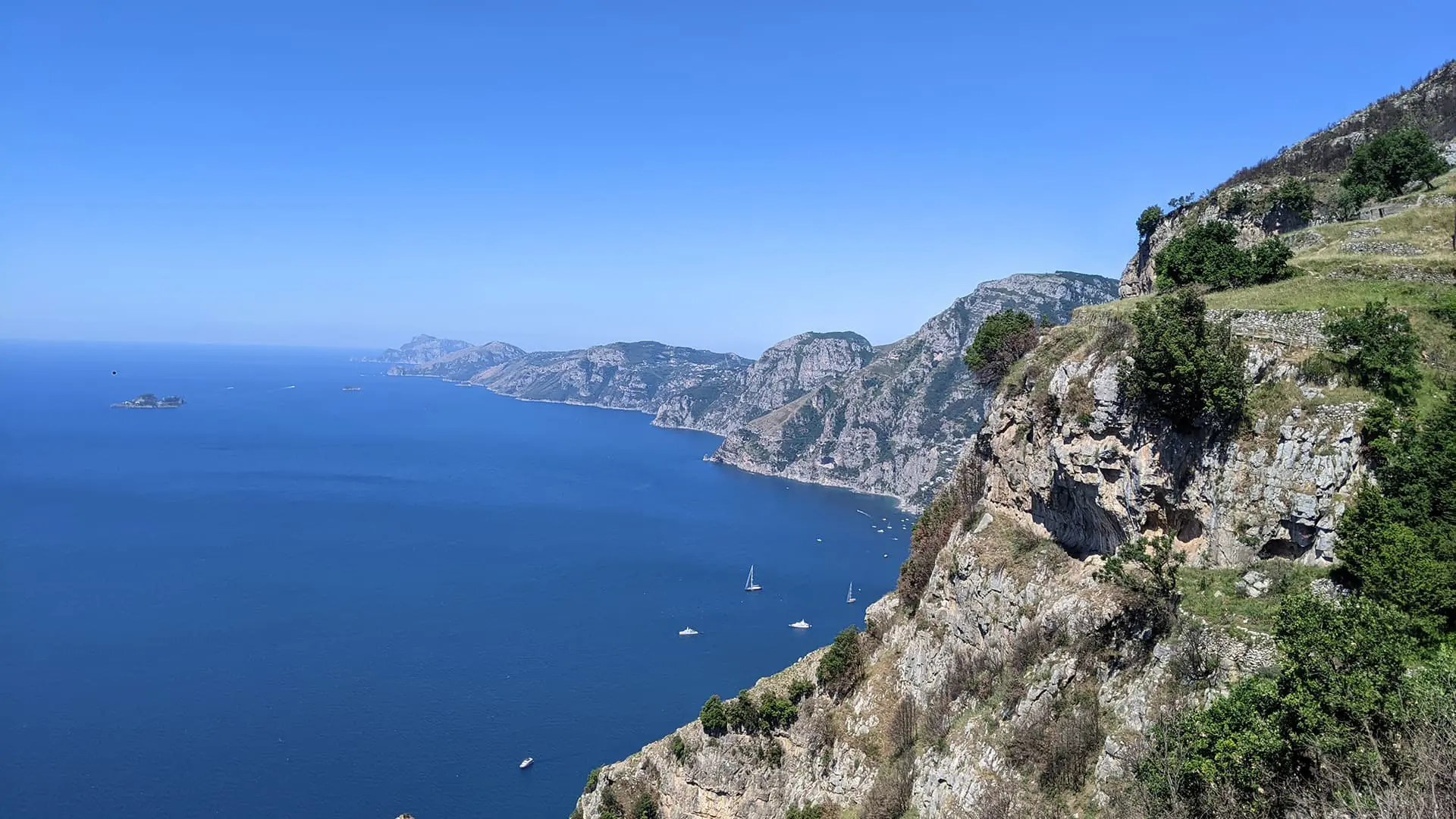 panoramic view of coastline near the Amalfi coast