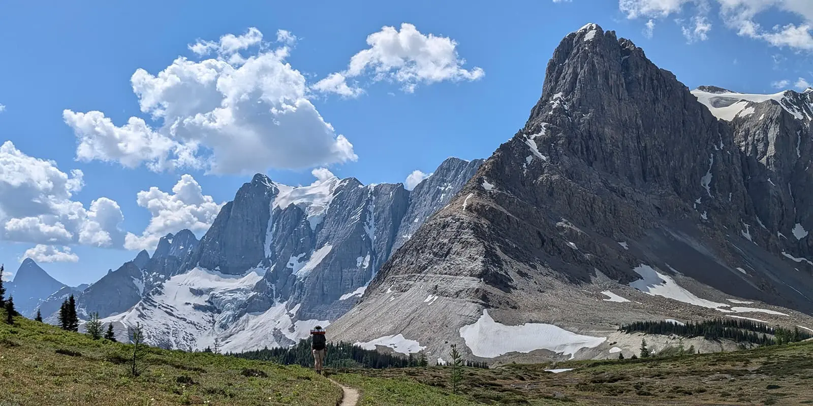 person hiking on the Rockwall trail in Canada