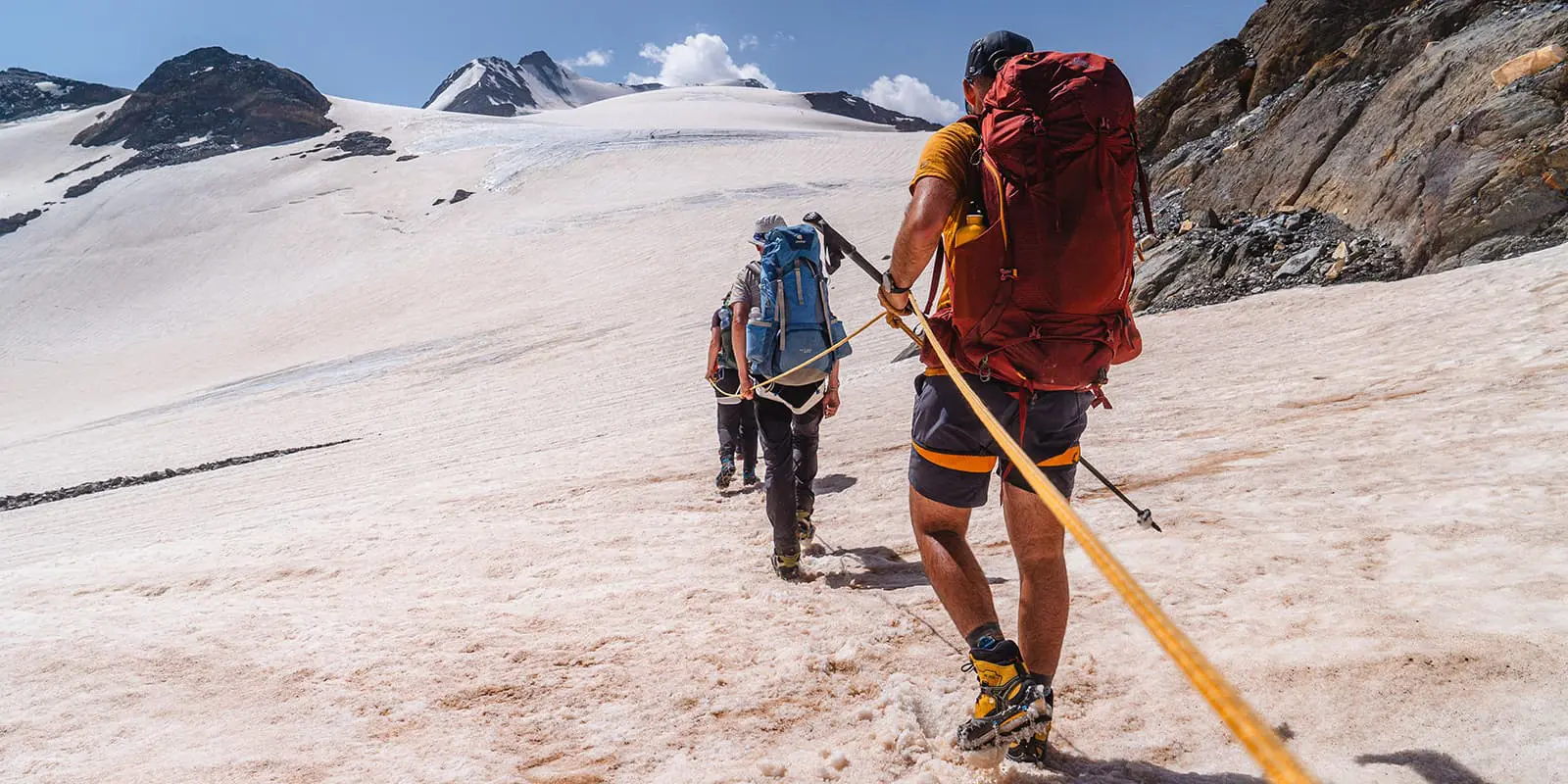 man hiking on the Ortler high mountain trail