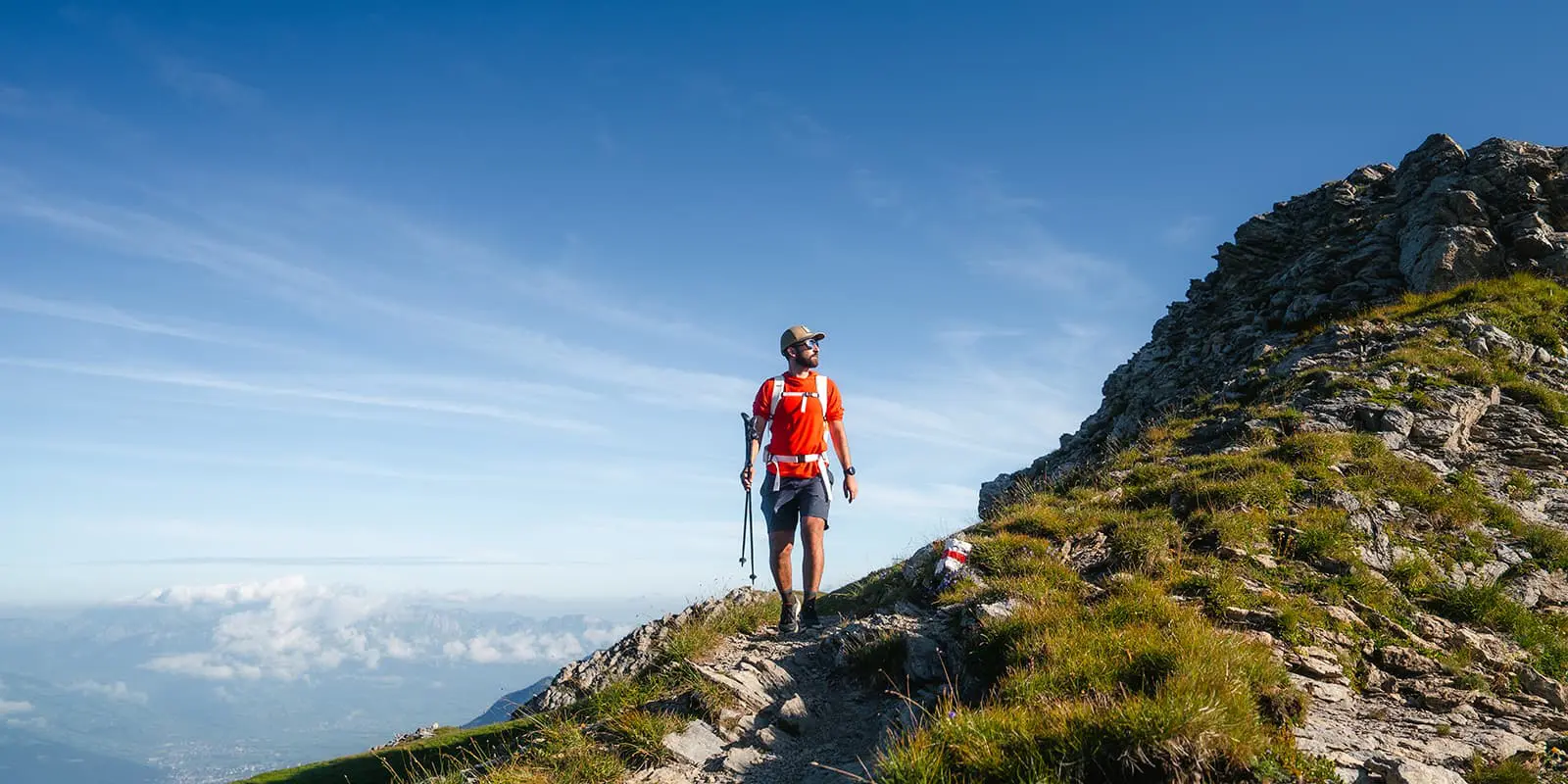 man hiking on the Liechtensteiner Panoramaweg