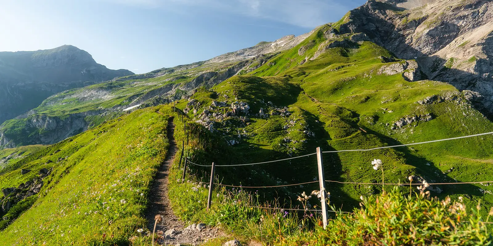 small mountain path in the Alps