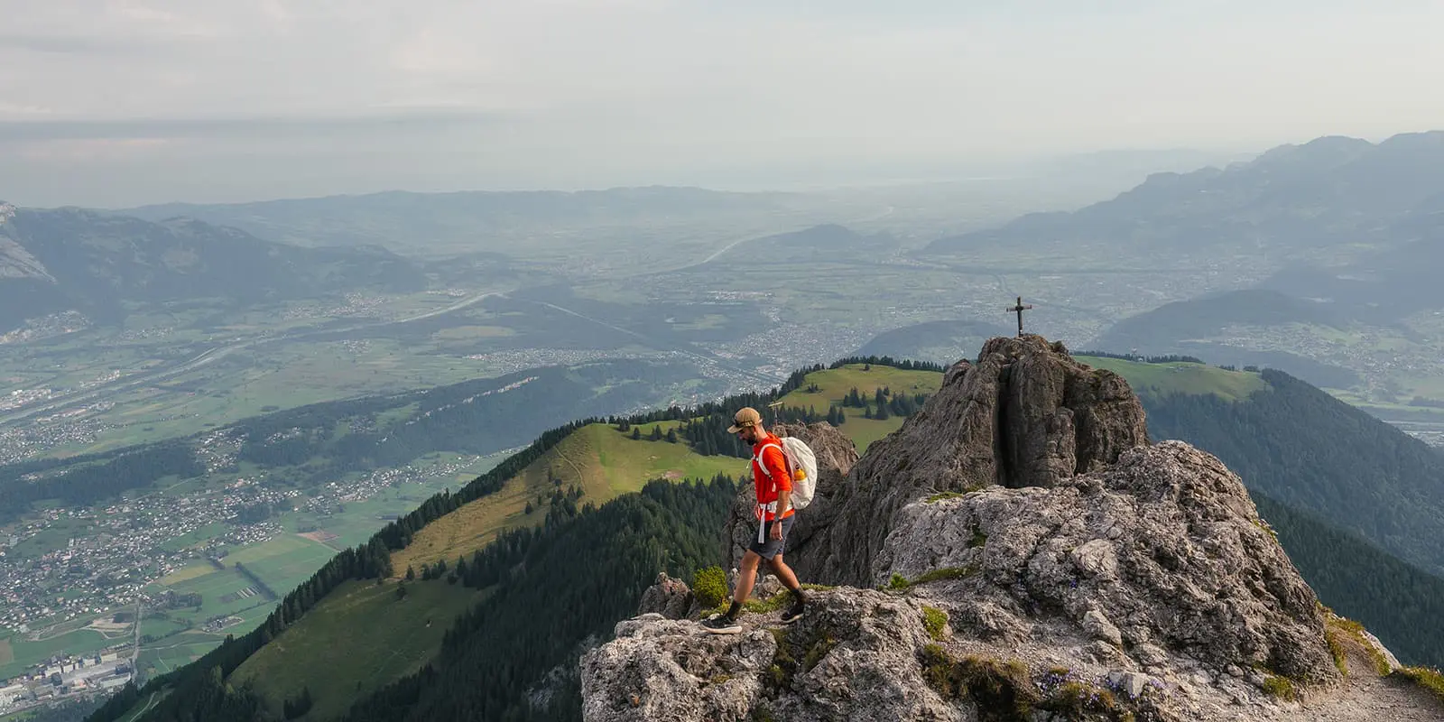 man hiking on the Liechtensteiner Panoramaweg