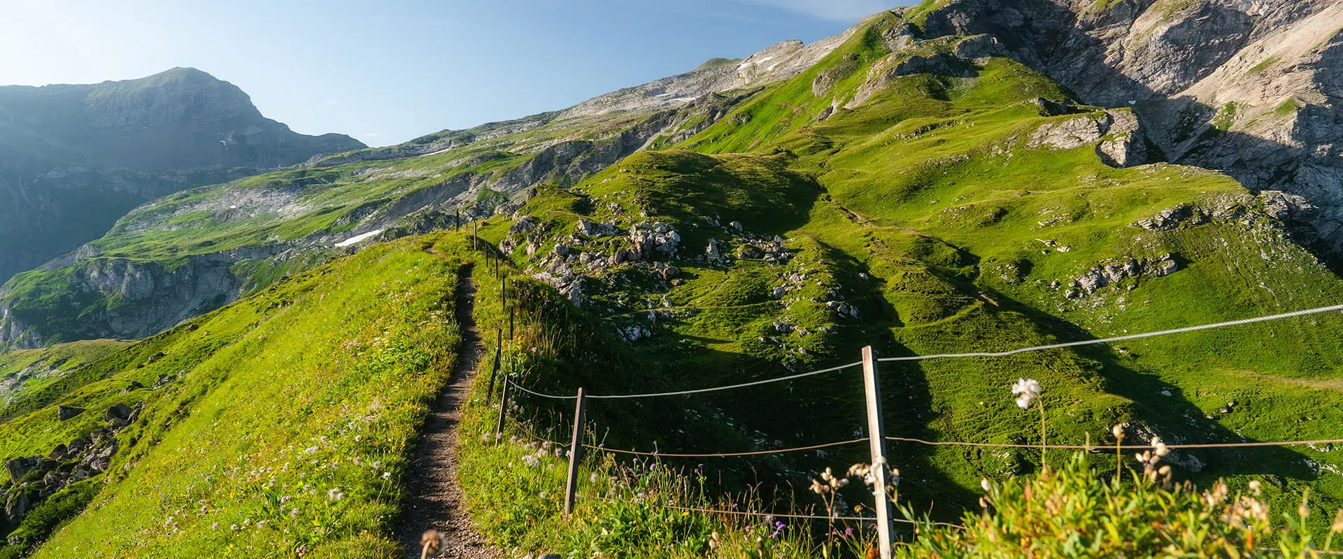 small mountain path in the Alps