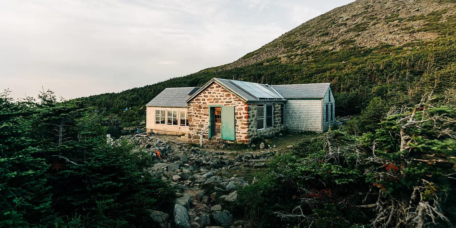 Madison spring hut captured in soft light on the Appalachian hut to hut tour