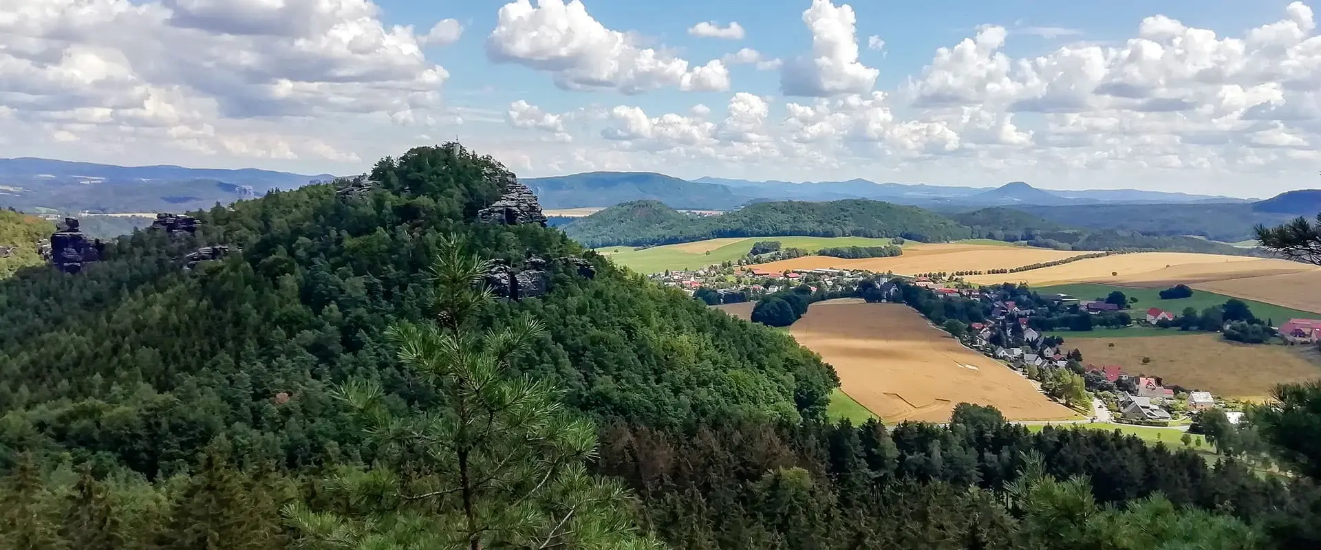 green hills and countryside of Germany on the Forststeig