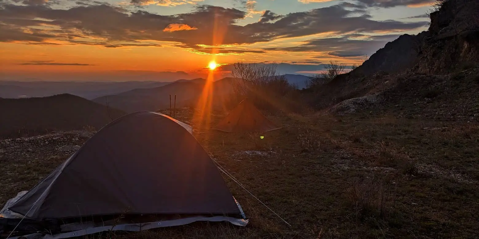 pitched tents on the Macedonian Endless Trail