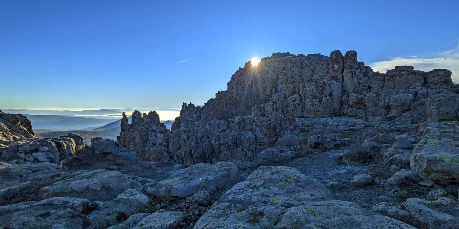 sun rising over mountain top in Macedonia