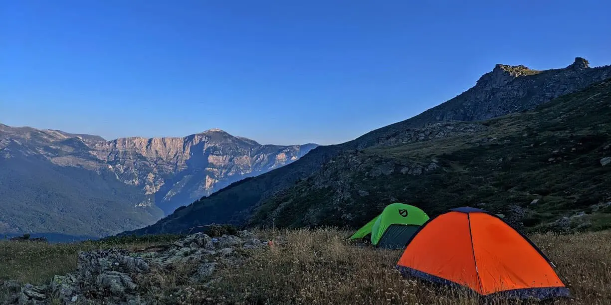 pitched tents on the Macedonian Endless Trail