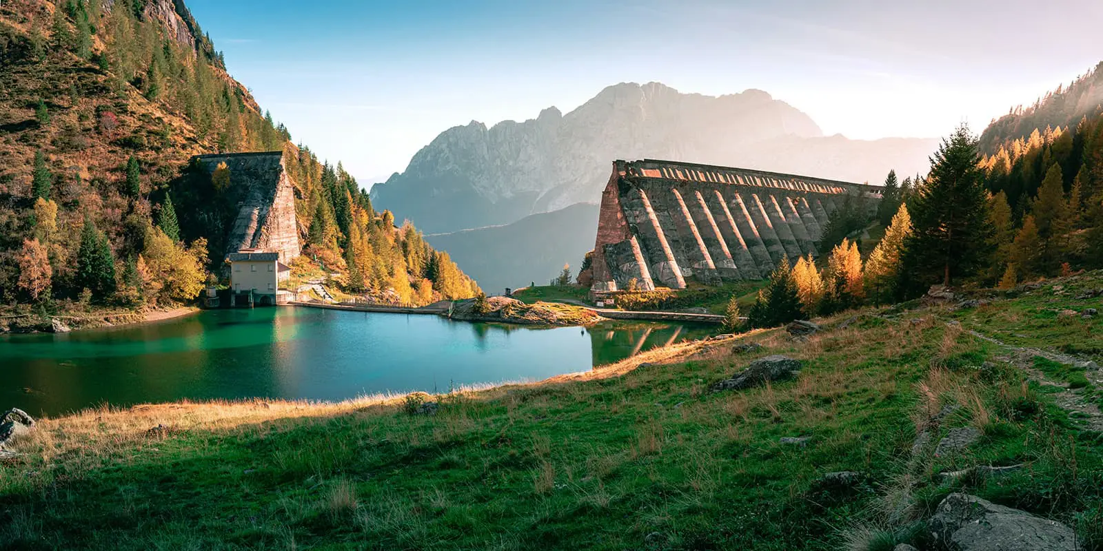 Italian alps and mountain lake on the Sentiero delle Orobie Orientali