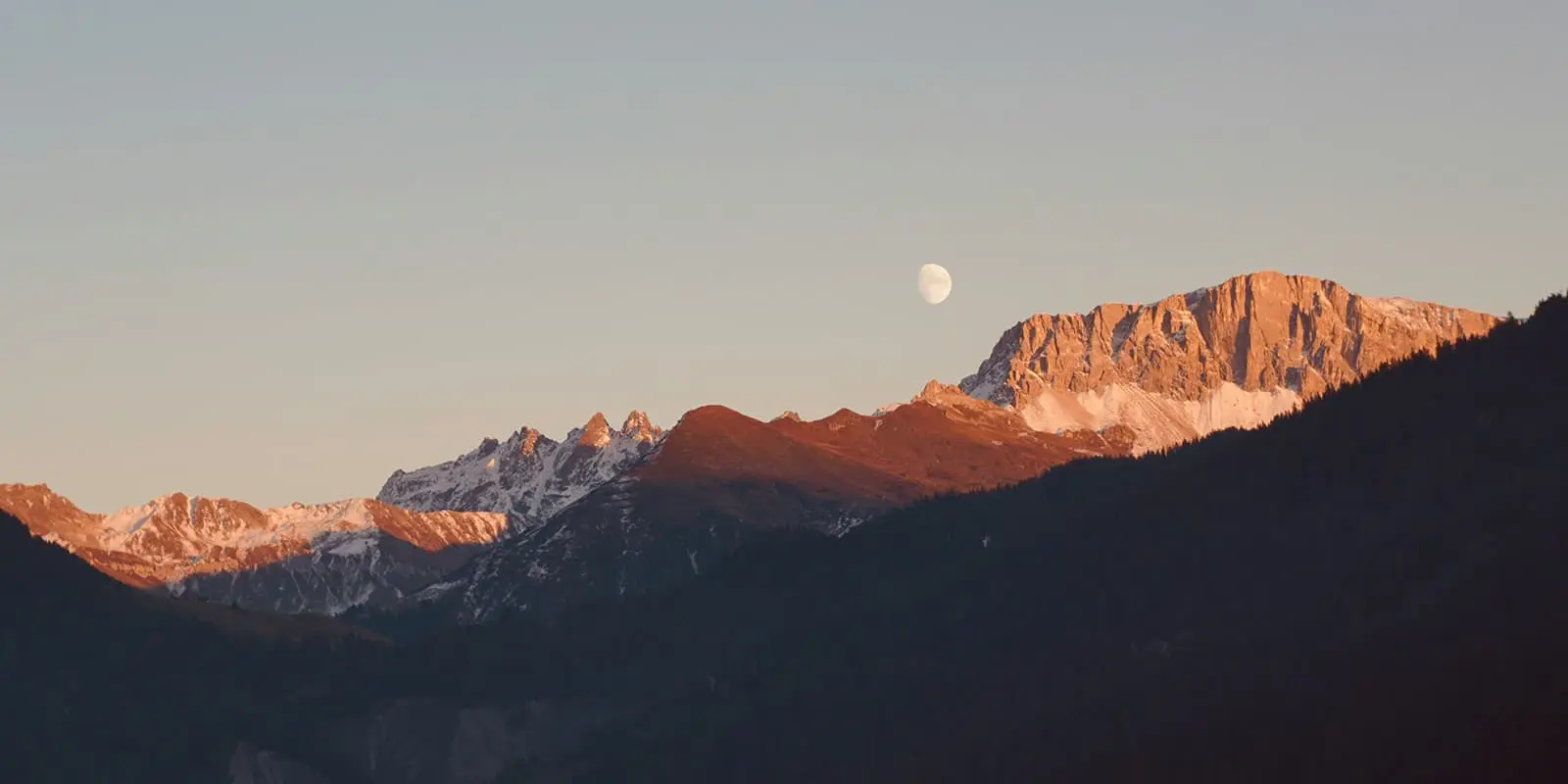 sunset in the swiss mountains