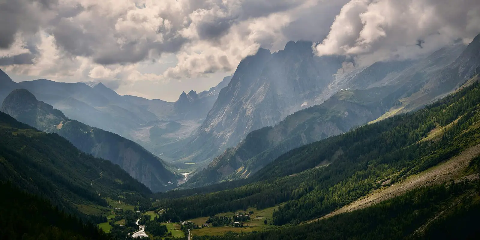 river flowing through mountain valley in Switzerland