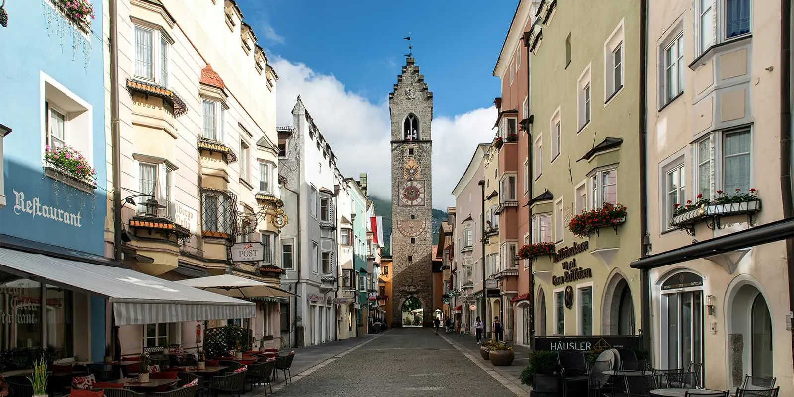 street in Sterzing, South Tyrol. Starting point of the Pfunderer Höhenweg