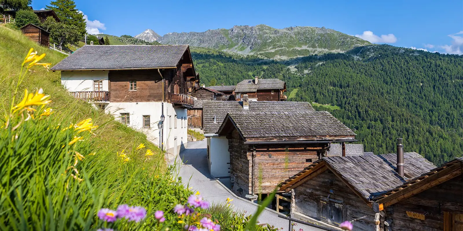 old wooden houses in Chandolin, Switzerland
