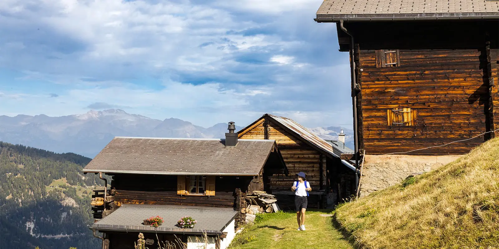 women hiking in St Luc village in Switzerland