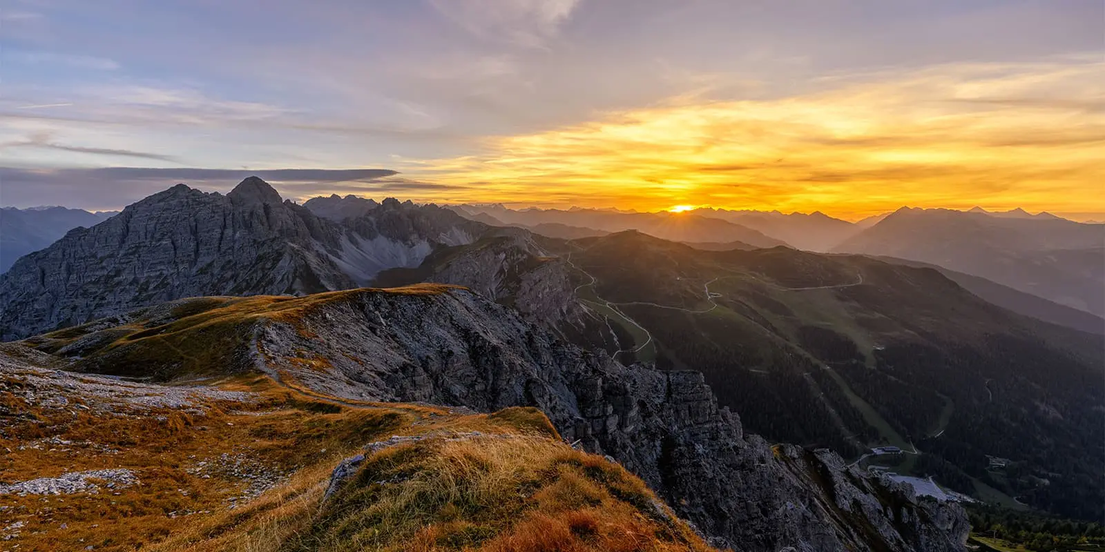 sunrise at Axamer Lizum in Tyrol, austria