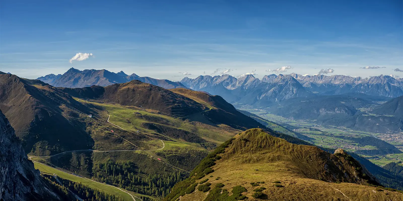 panoramic view of Axamer Lizum region in Tyrol