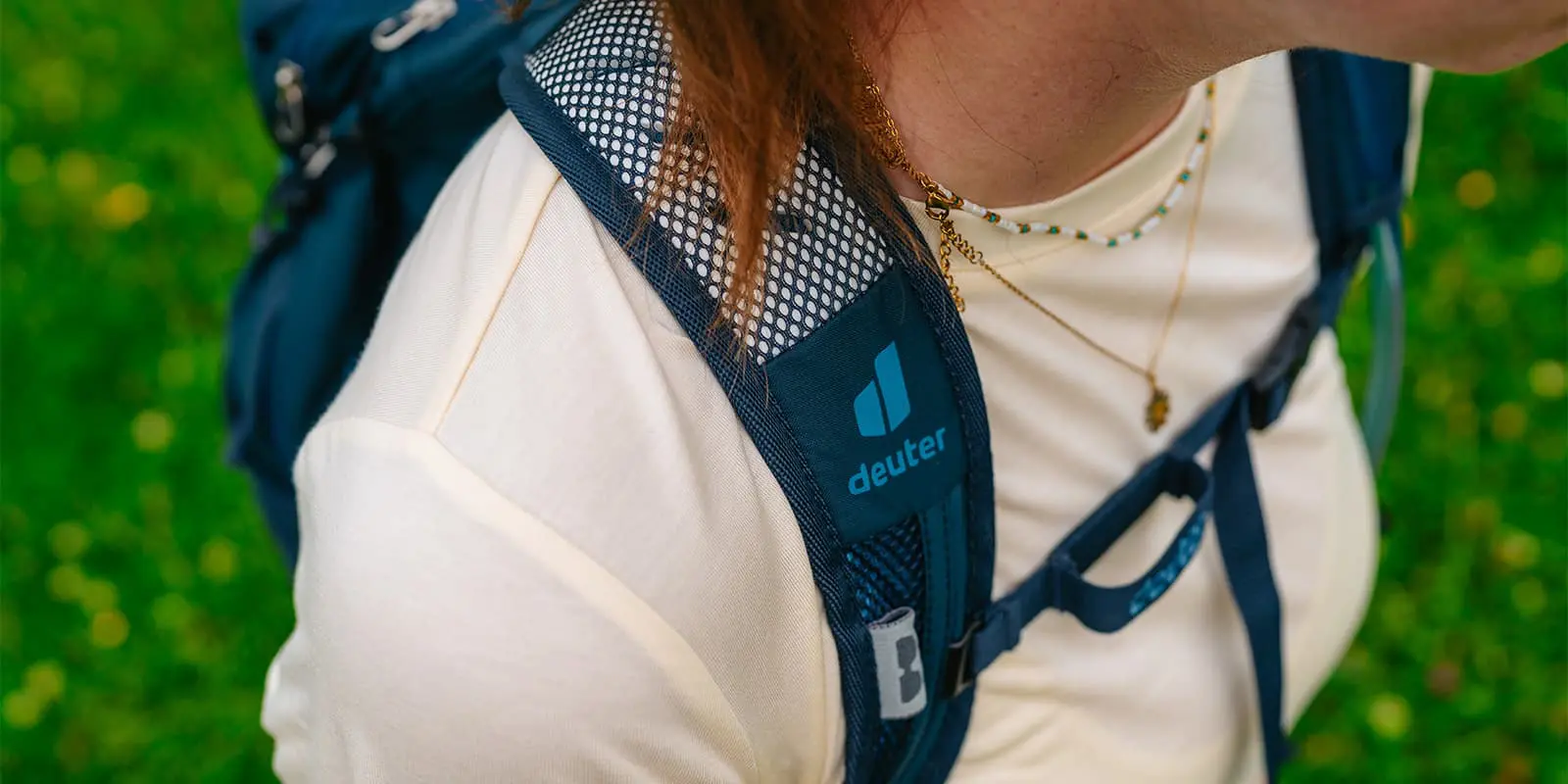 detail shot of shoulder strap on the Deuter Speed Lite backpack