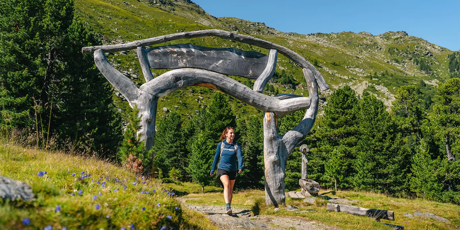 person hiking on the Zirbenweg near Innsbruck
