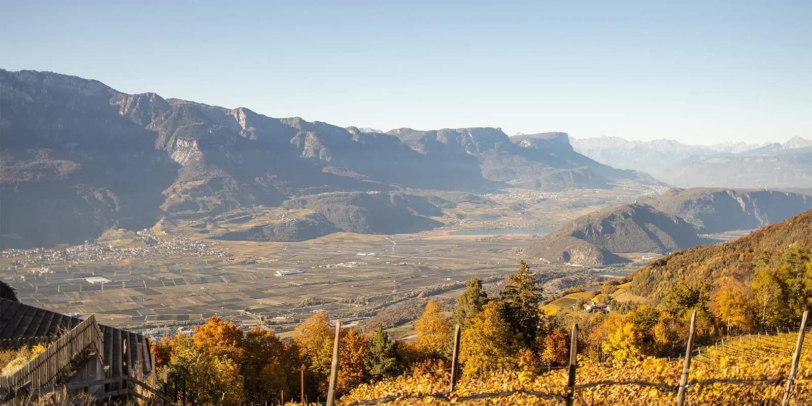 shot of mountain valley in South Tyrol on the SchwarzWeiss trail