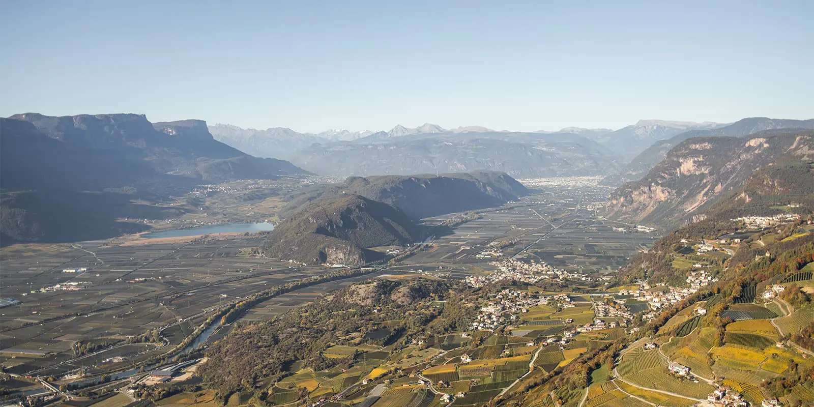 shot of mountain valley in South Tyrol on the SchwarzWeiss trail