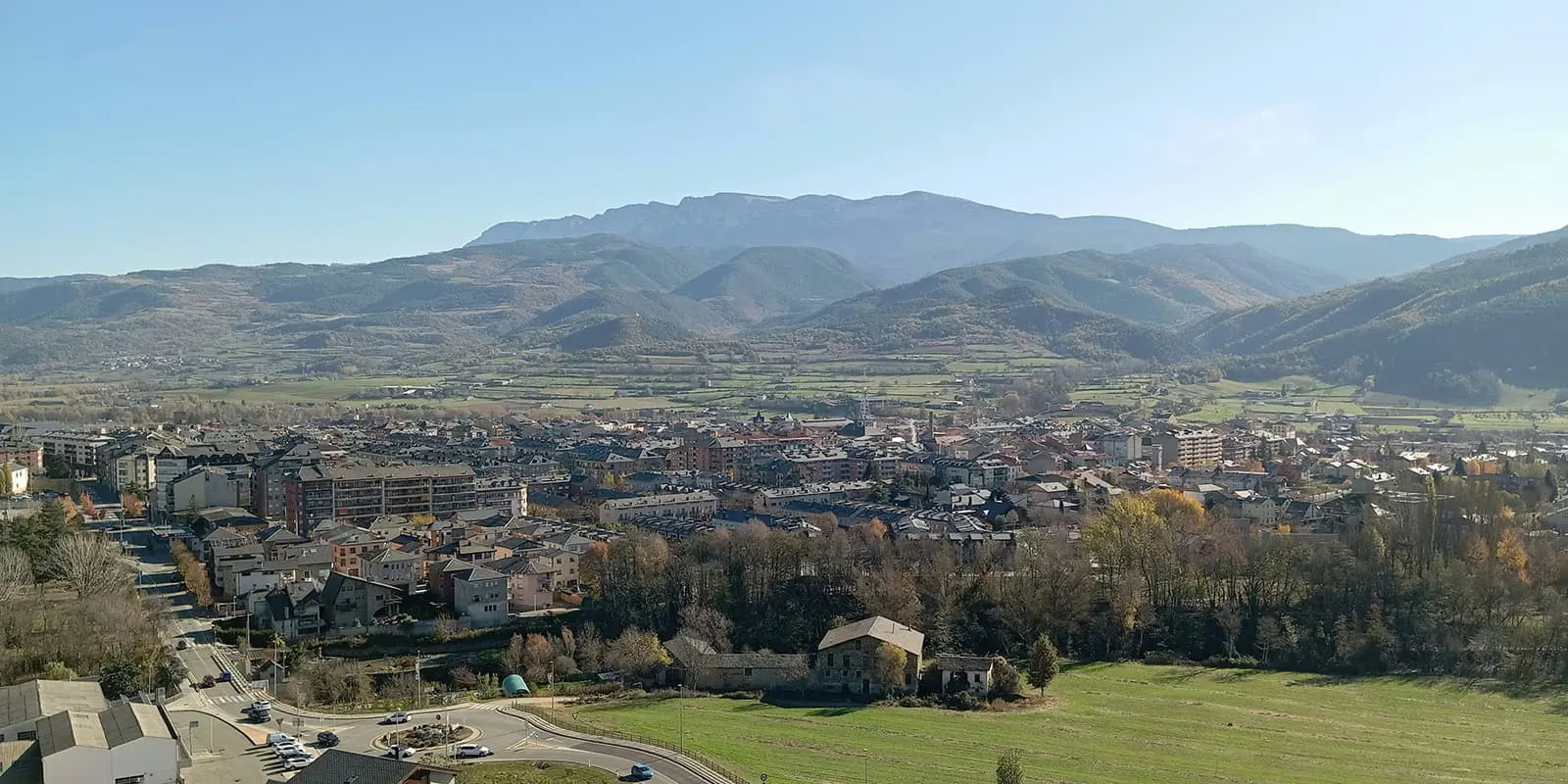 Town of La Seu d'Urgell with mountains in background