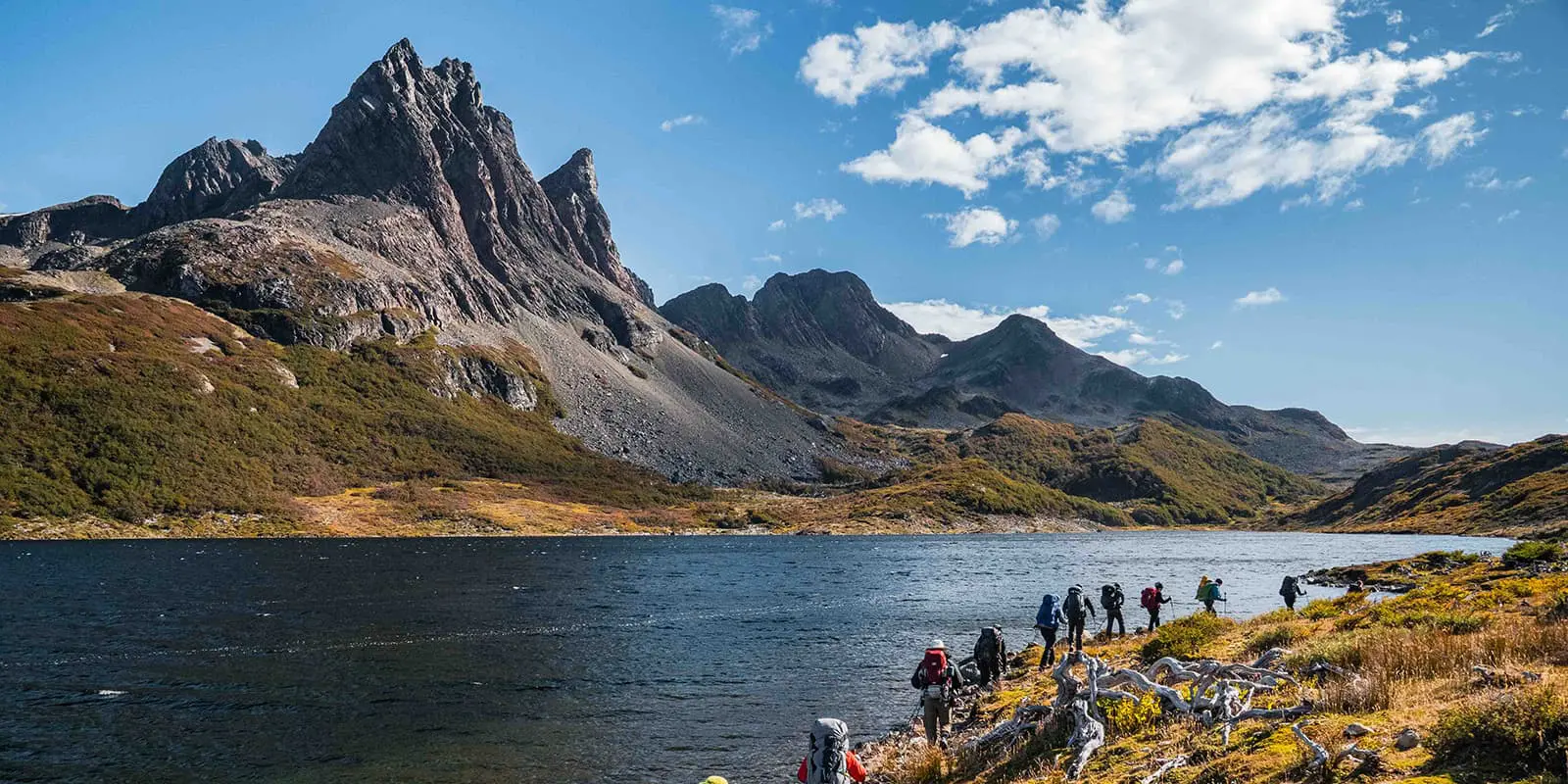 group of hikers on the Dientes de Navarino in the south of Chile
