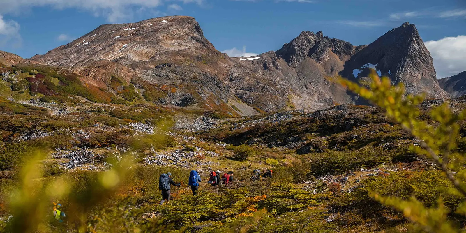 group of hikers on the Dientes de Navarino in the south of Chile