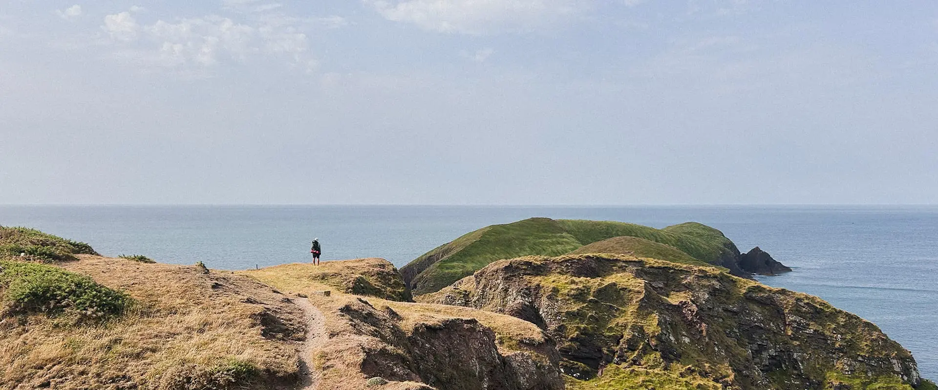 panoramic view of the coastline of Wales on the Pembrokeshire Coast Path