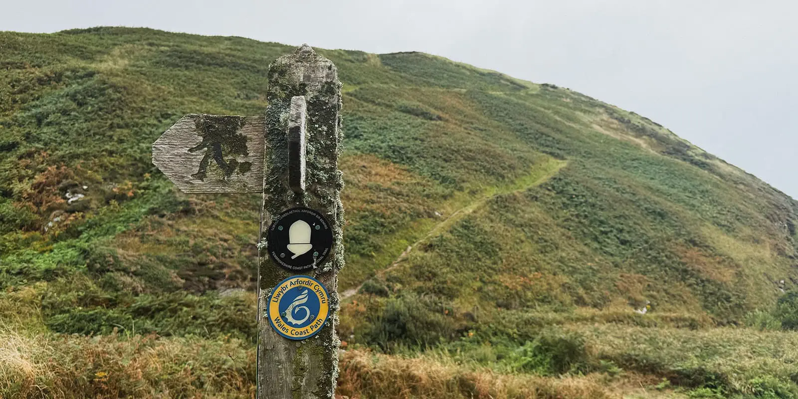 Trailmarker on the Wales coast path