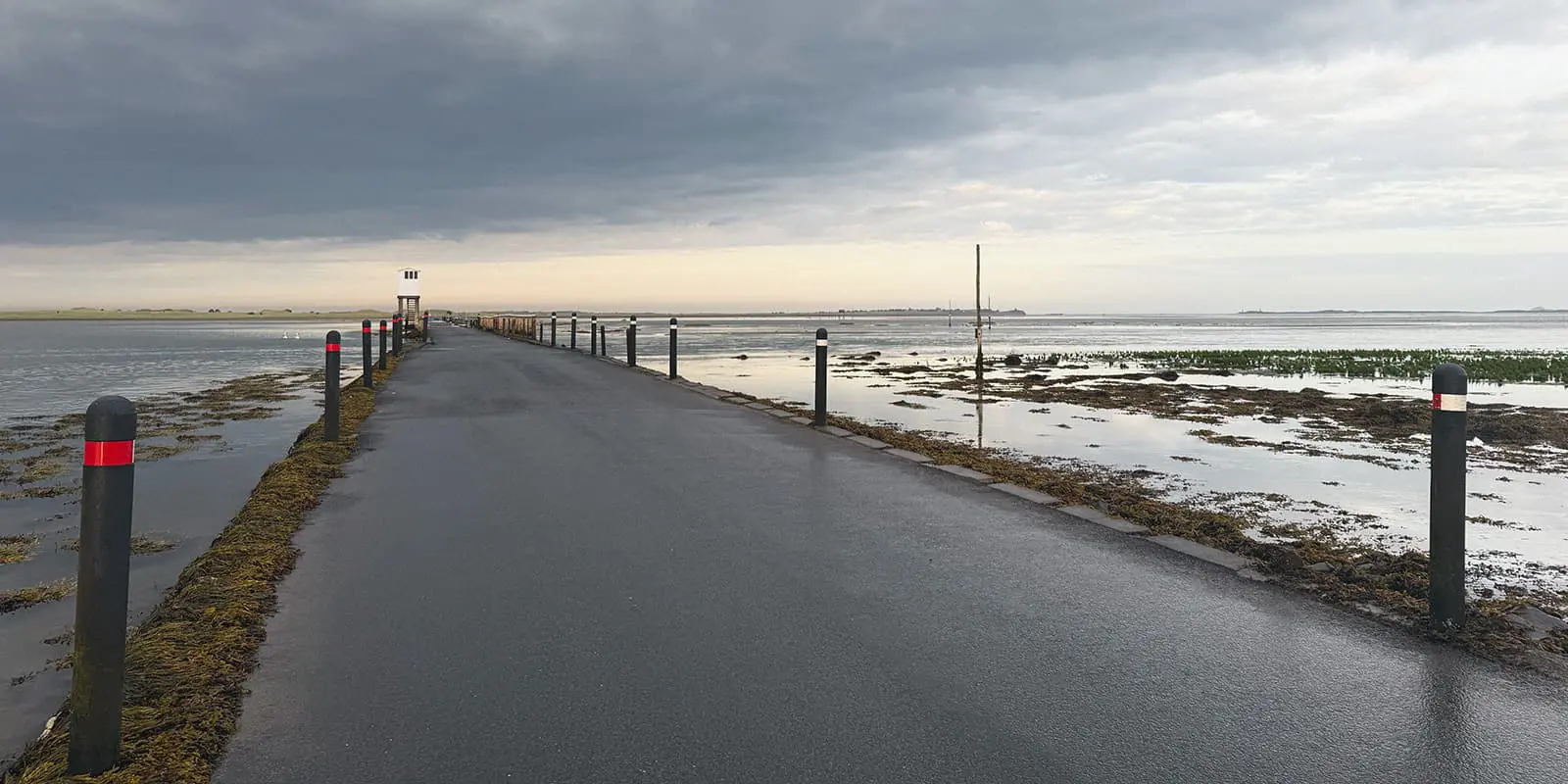 road leading to island on the coast of Scotland on the St. Cuthbert's Way hiking trail