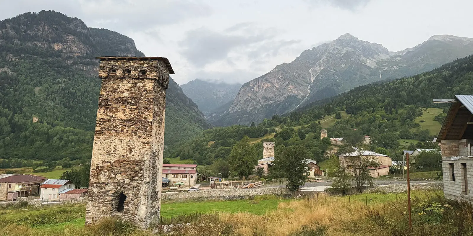 small town in Georgia with mountains in the background