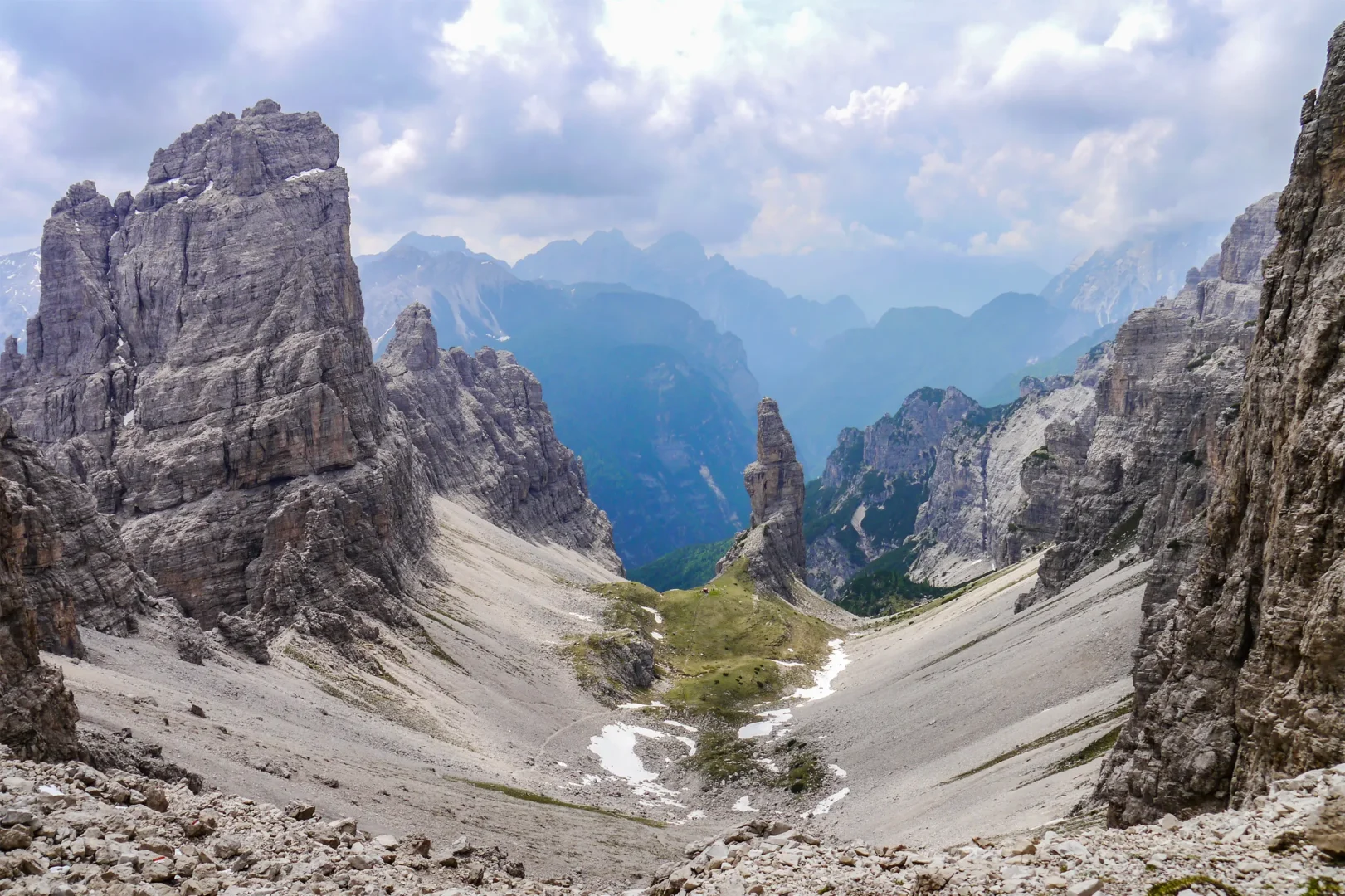 Panoramic view of Dolomites mountains on the Ring Friulian trail