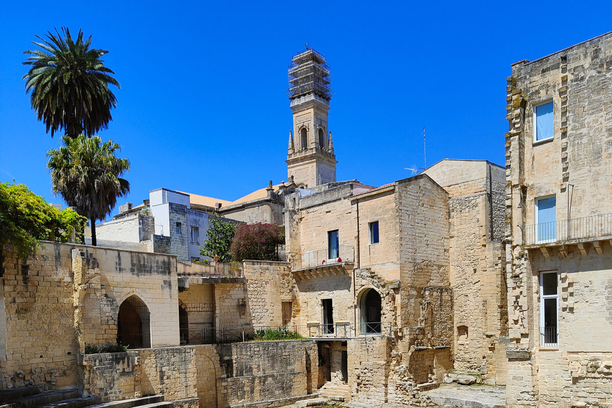 Old town in Salento, Italy during summer months