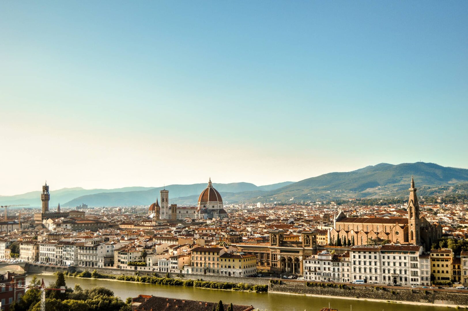 Panoramic view of the city of Florence, Italy. End point of the Path of the Gods Trail